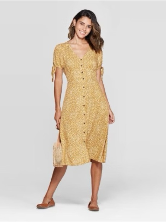 Universal Thread Dresses & Skirts - Universal Thread Yellow Floral Button-Front Midi Dress